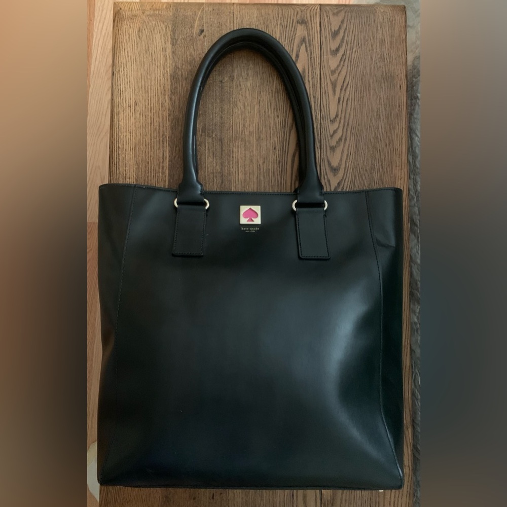 Kate Spade X-Large Black Tote Shoulder Bag Gold Accents